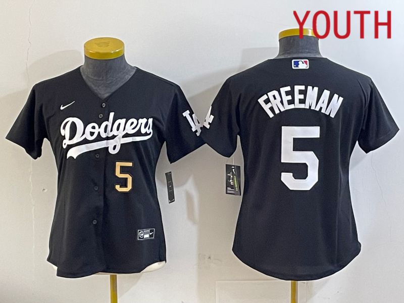 Youth Los Angeles Dodgers 5 Freeman Black Game 2024 Nike MLB Jersey style 11214